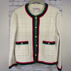VINTAGE Castleberry Classic Cream Academia Collegiate Tweed Knit Lady Jacket 16
